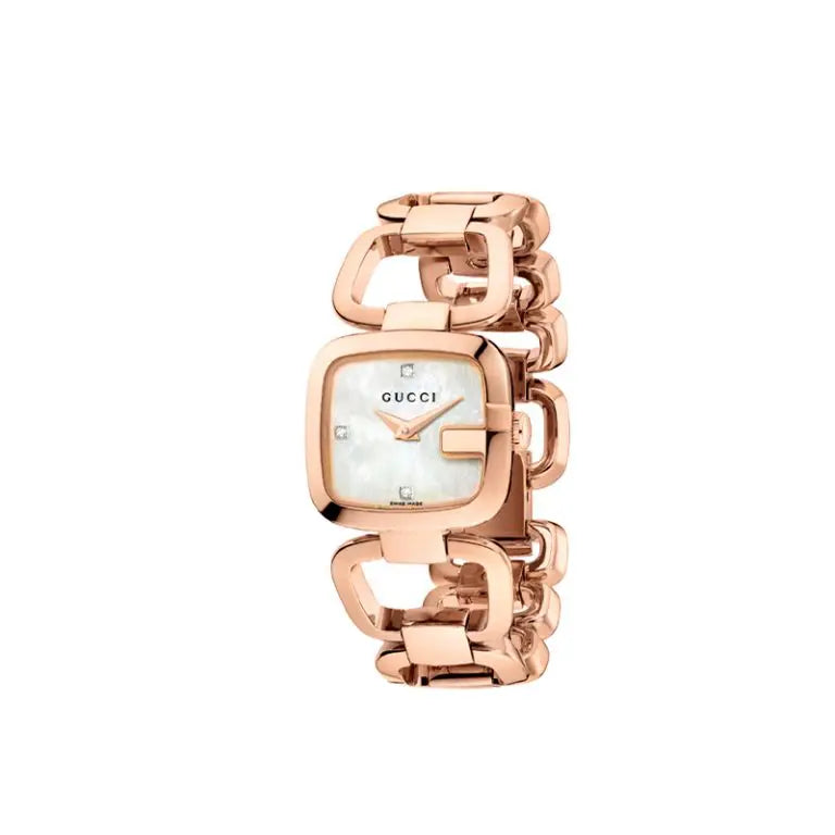 Gucci Women’s Quartz Swiss Made Rose Gold Stainless Steel Mother Of Pearl Dial 24mm Watch YA125400