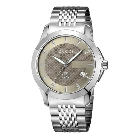 Gucci Men’s Swiss Made Quartz Silver Stainless Steel Brown Dial 38mm Watch YA1264107