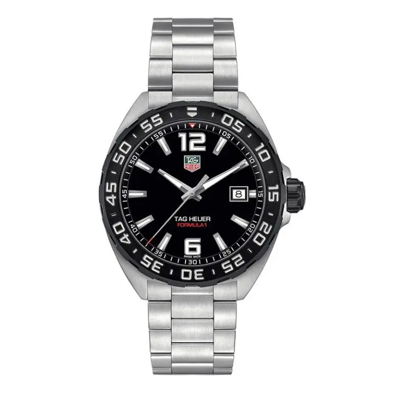 Tag Heuer Men’s Quartz Swiss Made Silver Stainless Steel Black Dial 41mm Watch WAZ1110.BA0875