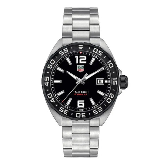 Tag Heuer Men’s Quartz Swiss Made Silver Stainless Steel Black Dial 41mm Watch WAZ1110.BA0875