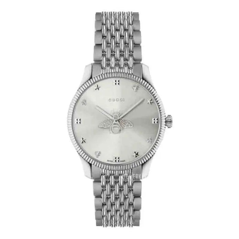 Gucci Women’s Swiss Made Quartz Silver Stainless Steel Silver Dial 36mm Watch YA1264153