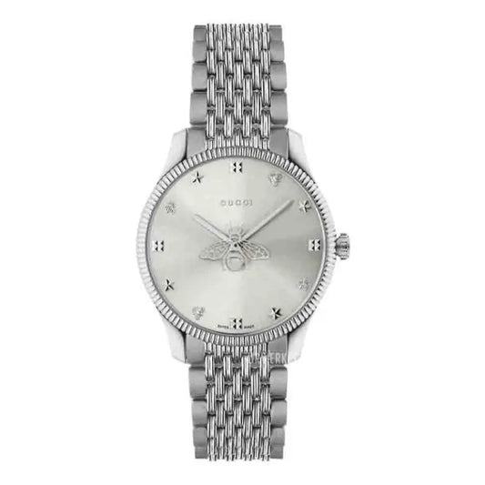 Gucci Women’s Swiss Made Quartz Silver Stainless Steel Silver Dial 36mm Watch YA1264153