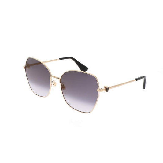 نظارات شمسية كارتييه CT0402S 001 XL بتصميم فراشة - إطار معدني ذهبي / عدسات نايلون رمادية متدرجة - 59 × 18 × 140 مم