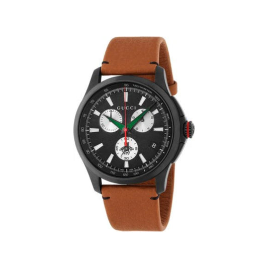 Gucci Men’s Quartz Swiss Made Leather Brown Strap Dial 44mm Watch YA126271