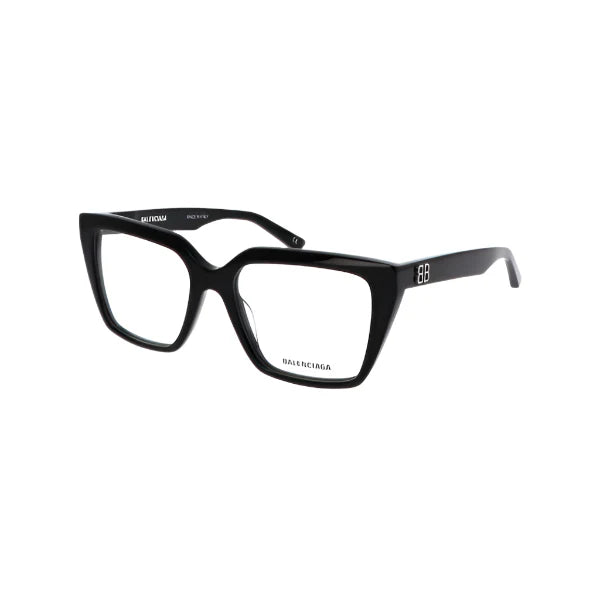 نظارات بالنسياغا المستطيلة الجريئة المصنوعة من الأسيتات الأسود – BB 01300 001 (53-17)
