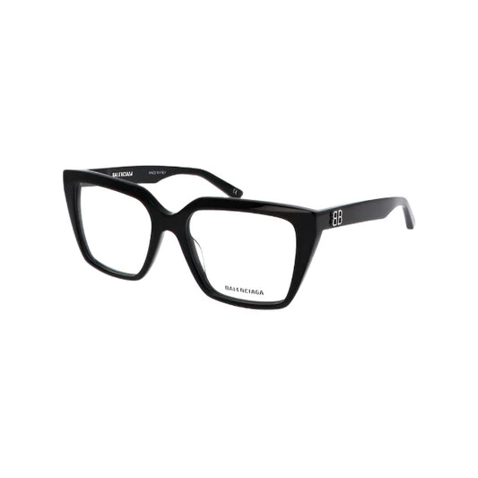 نظارات بالنسياغا المستطيلة الجريئة المصنوعة من الأسيتات الأسود – BB 01300 001 (53-17)