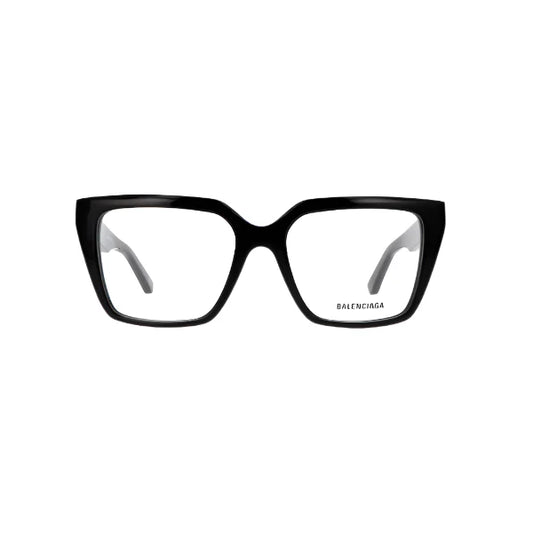 نظارات بالنسياغا المستطيلة الجريئة المصنوعة من الأسيتات الأسود – BB 01300 001 (53-17)