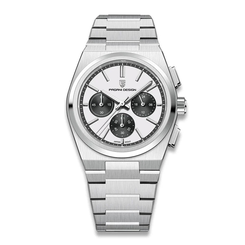 Pagani Design Stainless Steel Silver Dial Quartz Chronograph Watch for Gents - PD-1761