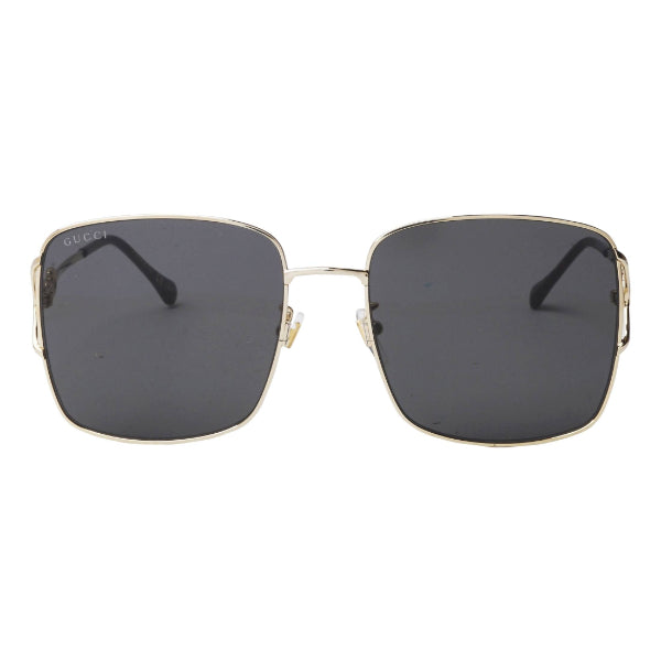 نظارات شمسية مستطيلة من غوتشي GG1018SK 001 - إطار معدني ذهبي / عدسات نايلون رمادية - 58 مم