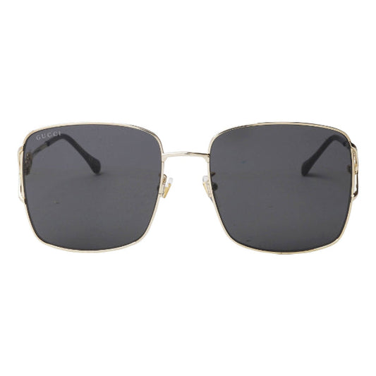 نظارات شمسية مستطيلة من غوتشي GG1018SK 001 - إطار معدني ذهبي / عدسات نايلون رمادية - 58 مم