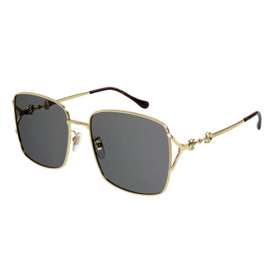 نظارات شمسية مستطيلة من غوتشي GG1018SK 001 - إطار معدني ذهبي / عدسات نايلون رمادية - 58 مم