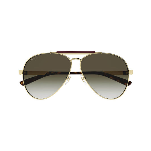 نظارات شمسية مستطيلة كبيرة الحجم من غوتشي GG1287S 002 - إطار أسود / عدسات رمادية متدرجة - 61 مم