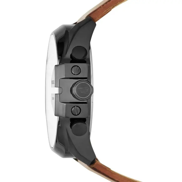 Diesel Men’s Quartz Brown Leather Strap Black Dial 51mm Watch DZ4343