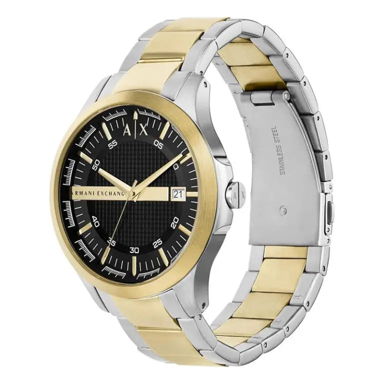 Armani Exchange Men’s Quartz Two Tone Stainless Steel Black Dial 46mm Watch AX2453