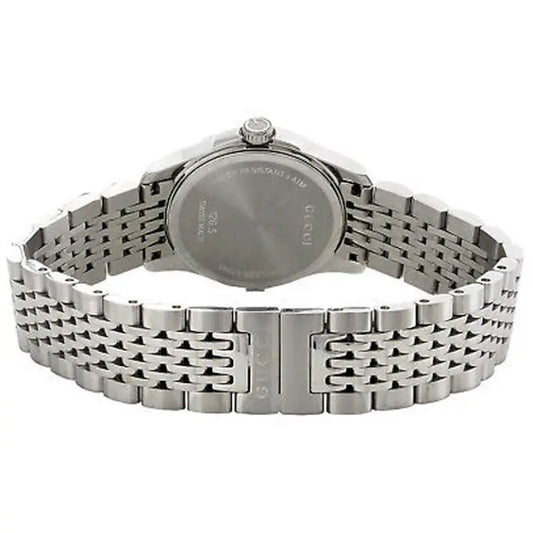 Gucci Women’s Swiss Made Quartz Silver Stainless Steel Black Dial 27mm Watch YA126502