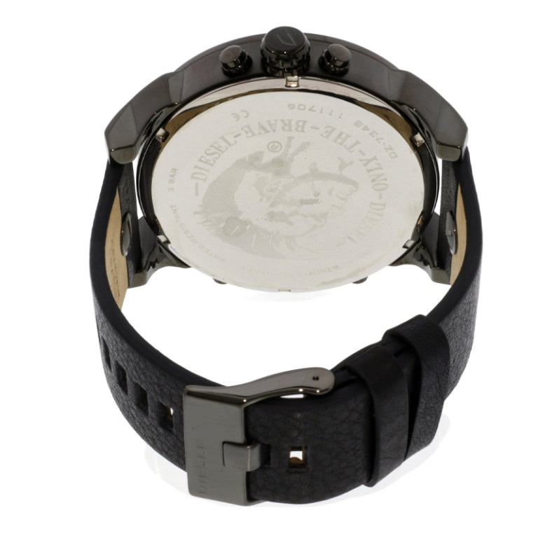 Diesel Men’s Quartz Black Leather Strap Black Dial 57mm (Four Time zone) Watch DZ7348