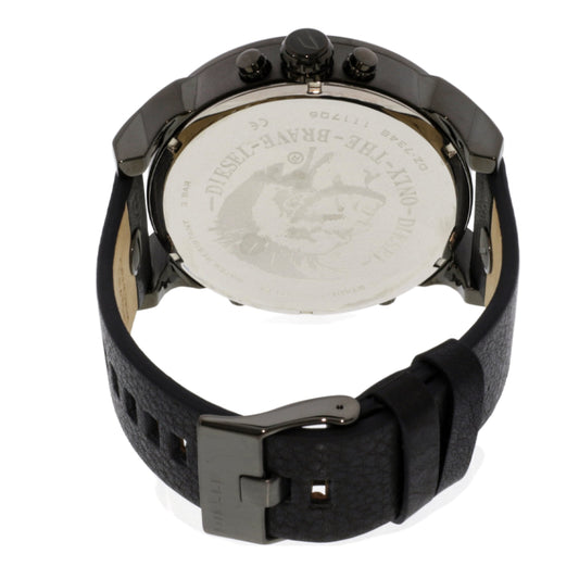 Diesel Men’s Quartz Black Leather Strap Black Dial 57mm (Four Time zone) Watch DZ7348