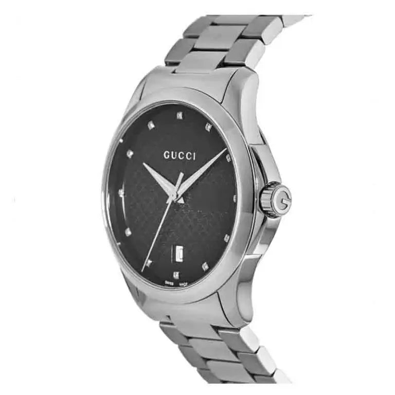 Gucci Unisex Swiss Made Quartz Stainless Steel Black Dial 38mm Watch YA126456