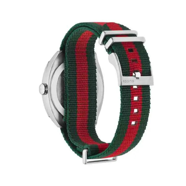 Gucci Men’s Swiss Made Quartz Nylon Strap Black Dial 41mm Watch YA142305