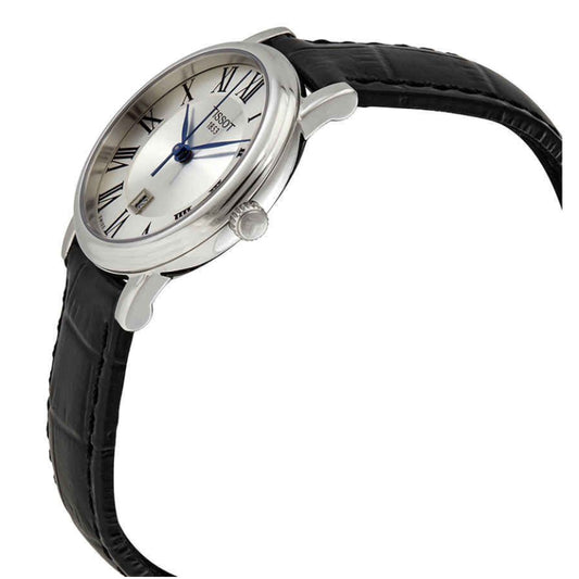 Tissot Women’s Quartz Swiss Made Black Leather Strap Silver Dial 30mm Watch T122.210.16.033.00