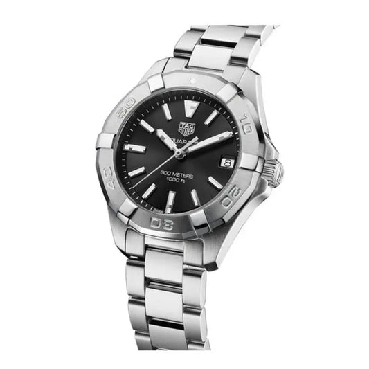 Tag Heuer Aquaracer Women’s Quartz Swiss Made Silver Stainless Steel Black Dial 32mm Watch WBD1310.BA0740