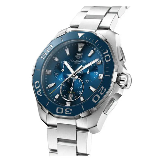 Tag Heuer Aquaracer Men’s Quartz Swiss Made Silver Stainless Steel Blue Dial 43mm Watch CAY111B.BA0927