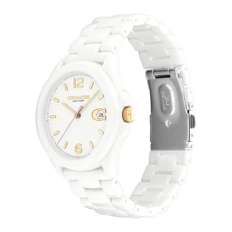 Coach Women’s Quartz White Ceramic Chain White Dial 36mm Watch 14503925