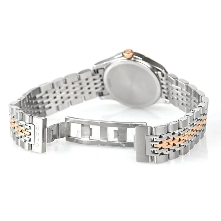 Gucci Women’s Quartz Two Tone Stainless Steel Mother Of Pearl Dial 27mm Watch YA126537