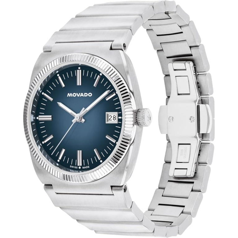 Movado Unisex Quartz Swiss Made Silver Stainless Steel Blue Dial 36mm Watch 3650215