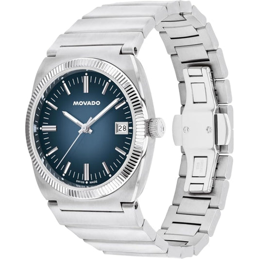 Movado Unisex Quartz Swiss Made Silver Stainless Steel Blue Dial 36mm Watch 3650215