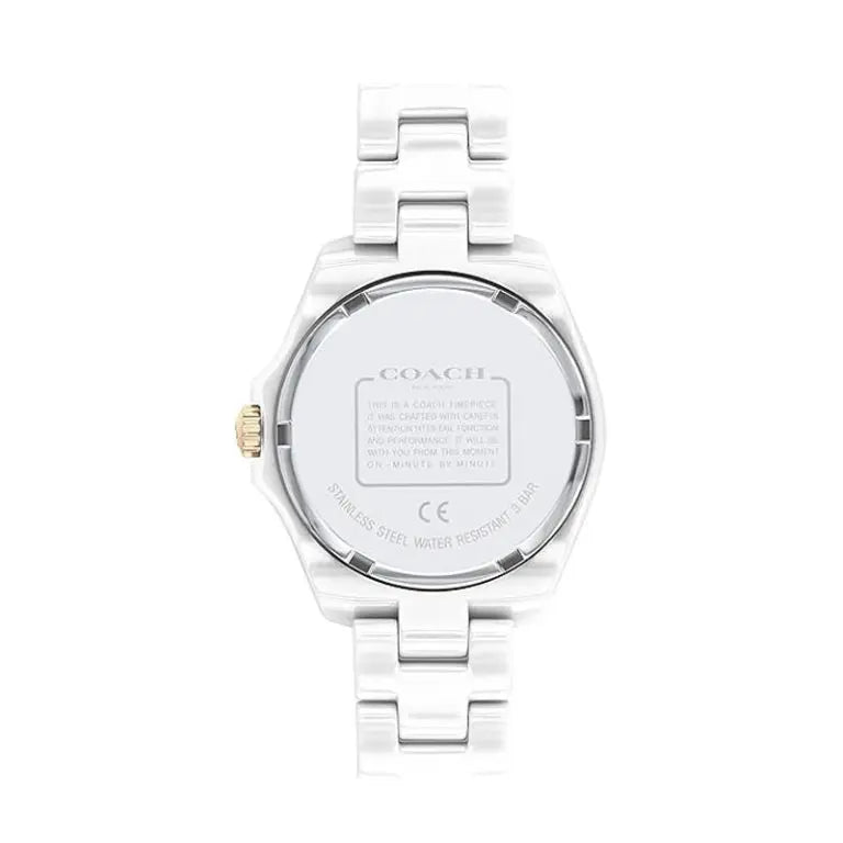 Coach Women’s Quartz White Ceramic Chain Mother of Pearl Dial 33mm Watch 14503662