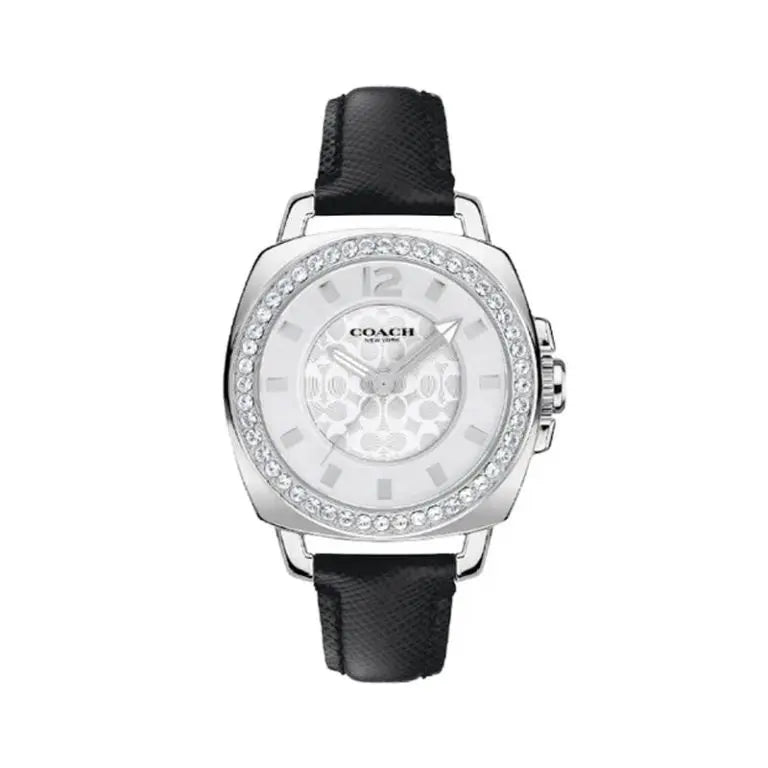 Coach Women’s Quartz Black Leather Strap Silver Sunray Dial 35mm Watch 14503152