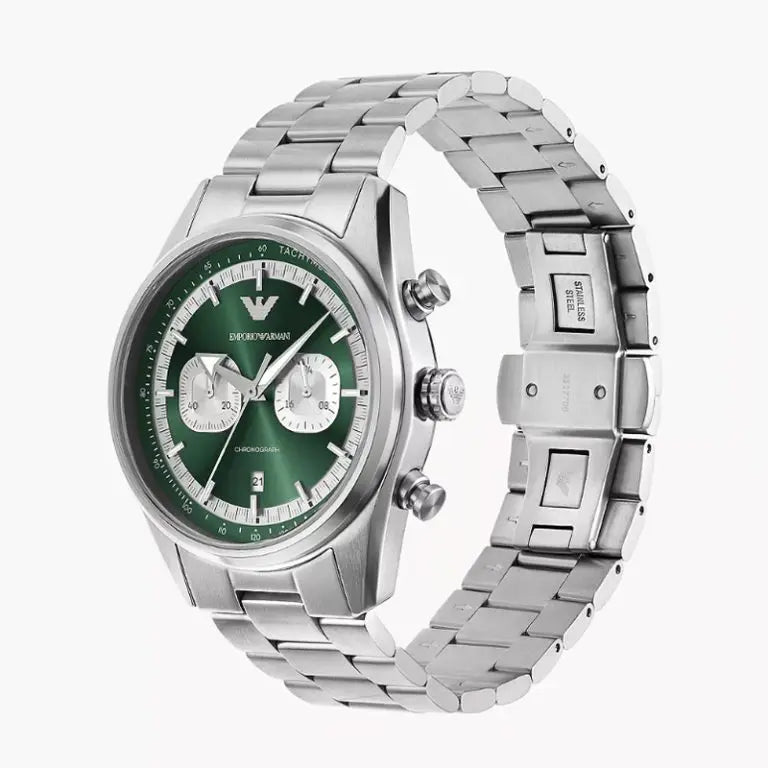Emporio Armani Men’s Quartz Silver Stainless Steel Green Dial 42mm Watch AR11637