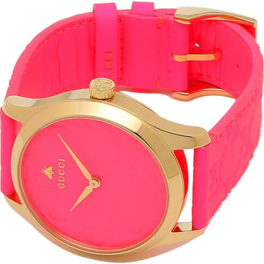 Gucci Women’s Swiss-Made Quartz Pink Leather Strap Pink Dial 38mm Watch YA1264115