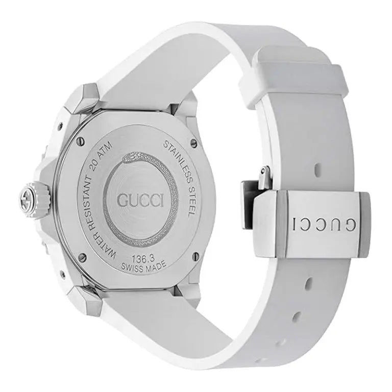 Gucci Men’s Quartz Swiss Made White Silicone Strap White Snake Motif Dial Dial 40mm Watch YA136330