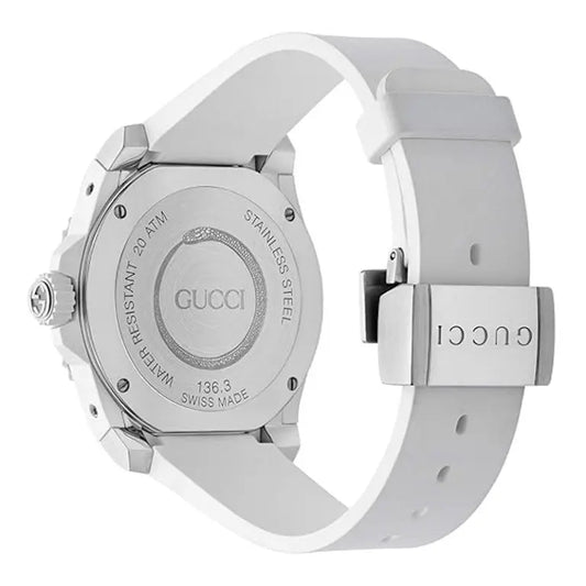 Gucci Men’s Quartz Swiss Made White Silicone Strap White Snake Motif Dial Dial 40mm Watch YA136330