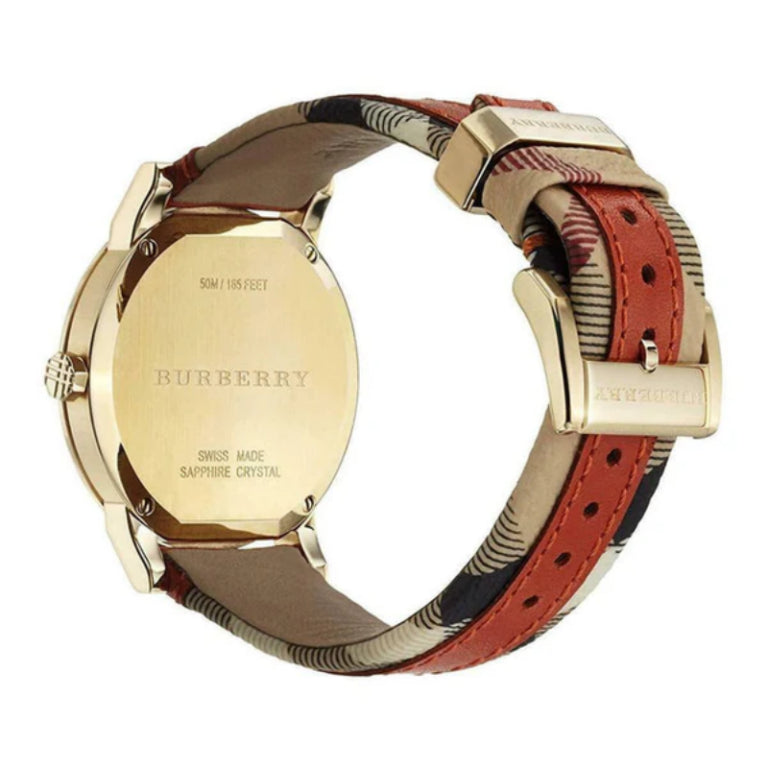Burberry Women’s Swiss Made Quartz Multi Color Leather Strap Beige Dial 32mm Watch BU9016