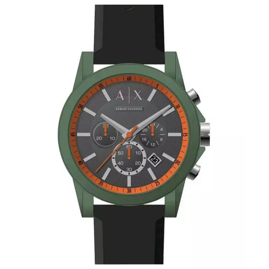 Armani Exchange Men’s Quartz Black Silicone Strap Black Dial 44mm Watch AX1348