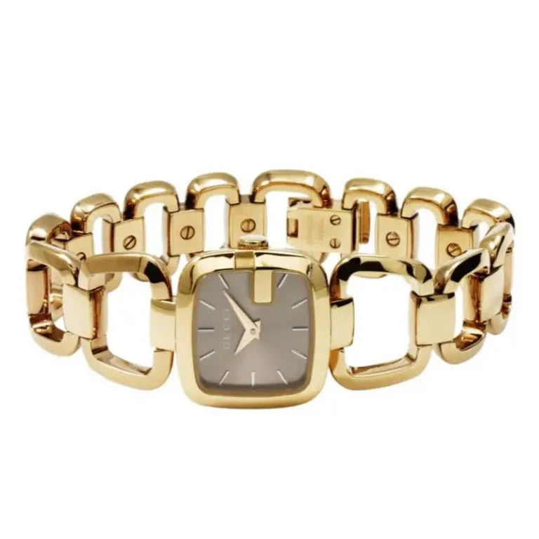 Gucci Women’s Quartz Gold Stainless Steel Brown Sun Brushed Dial 23mm Watch YA125511