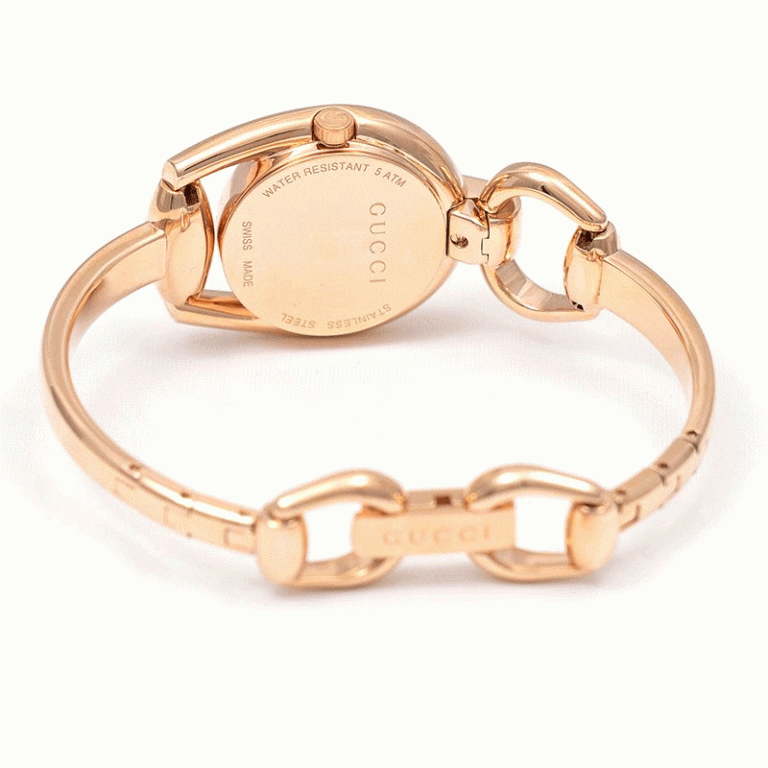 Gucci Women’s Swiss Made Quartz Rose Gold Stainless Steel Black Dial 28mm Watch YA139507