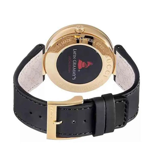 Gucci Men’s Swiss Made Quartz Black Leather Strap Black Dial 42mm Watch YA133208