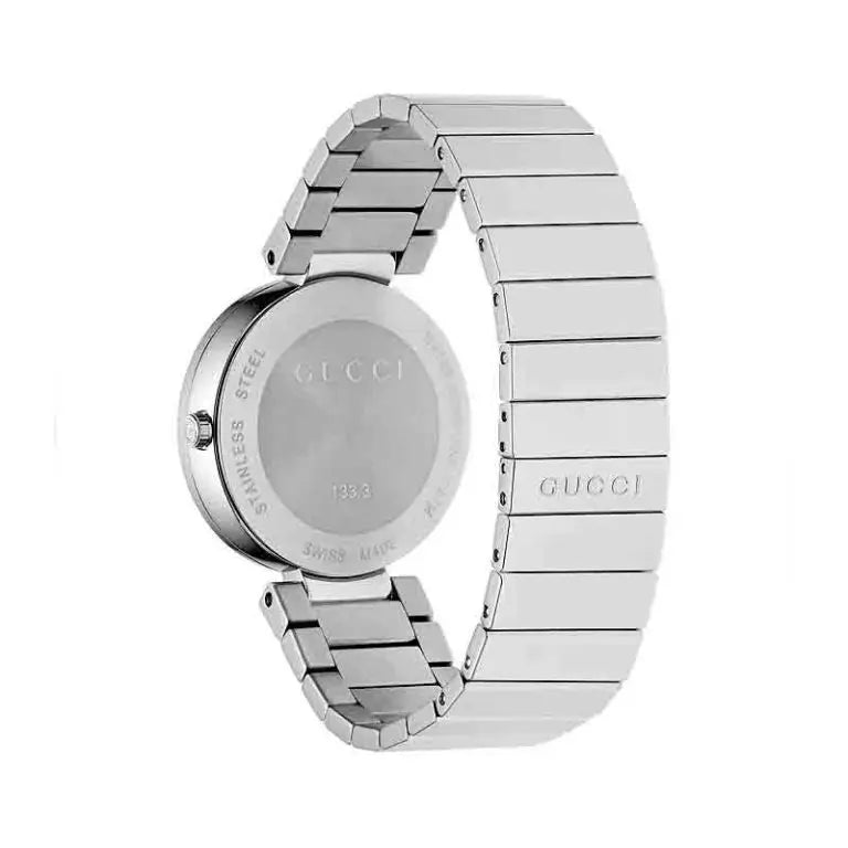 Gucci Women’s Swiss Made Quartz Silver Stainless Steel Black Dial 29mm Watch YA133502
