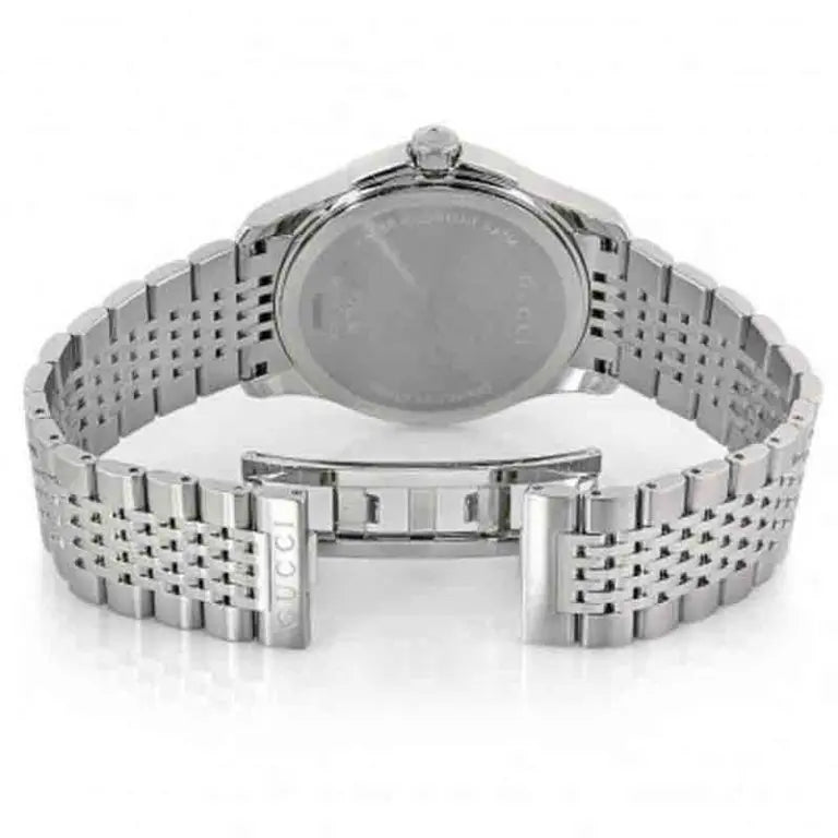 Gucci Men’s Swiss Made Quartz Silver Stainless Steel Silver Patterned Dial 38mm Watch YA126404