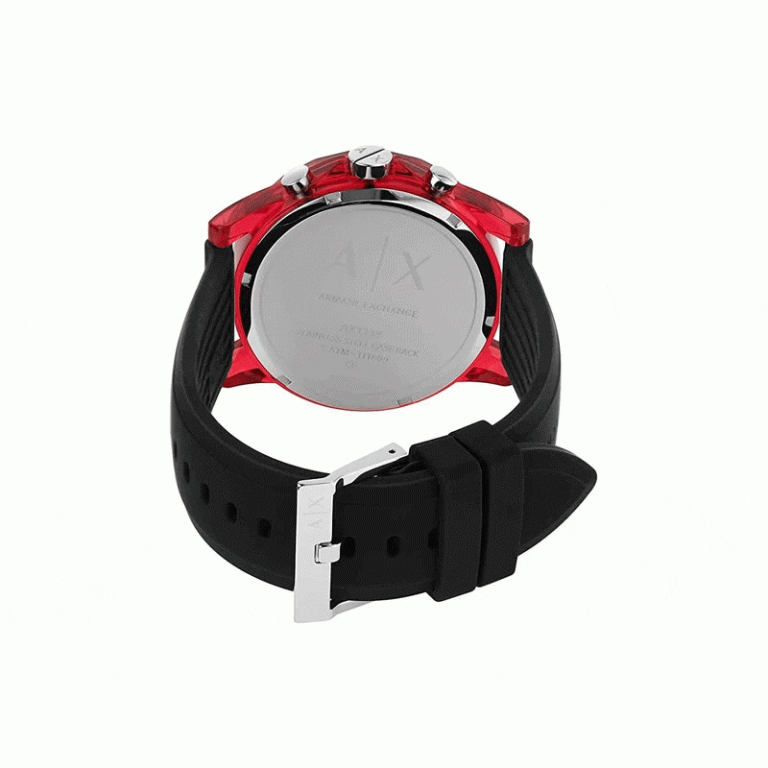Armani Exchange Men’s Quartz Black Silicone Strap Black Dial 44mm Watch AX1338