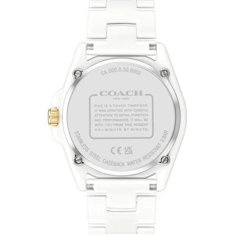 Coach Women’s Quartz White Ceramic Chain White Dial 36mm Watch 14503925