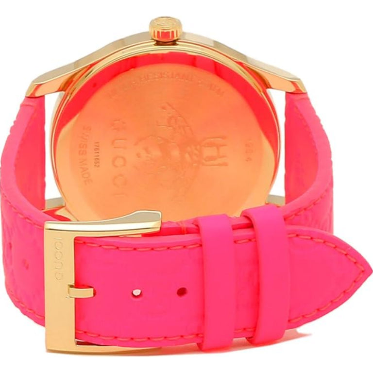 Gucci Women’s Swiss-Made Quartz Pink Leather Strap Pink Dial 38mm Watch YA1264115
