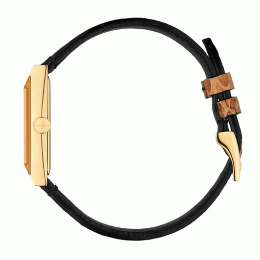 Gucci Women’s Swiss Made Quartz Brown Leather Strap Multi Color Dial 21mm Watch YA147402