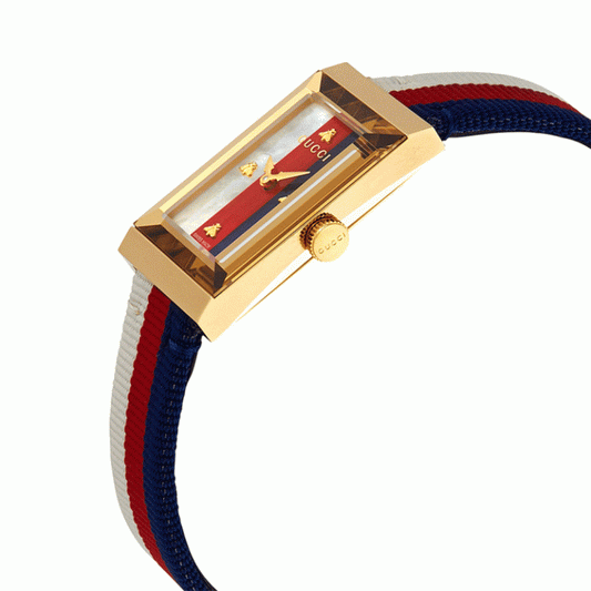 Gucci Women’s Swiss Made Quartz Multi Color Leather Strap Multi Color Dial 21mm Watch YA147405