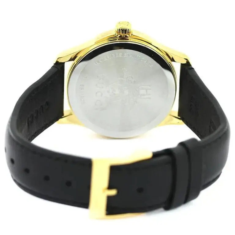 Gucci Women’s Quartz Swiss Made Black Leather Red Dial 38mm Watch YA126464
