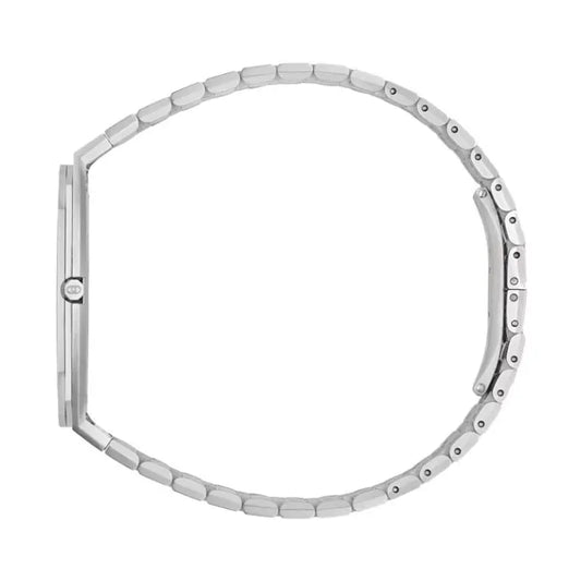 Gucci Unisex Swiss Made Quartz Silver Stainless Steel White Dial-Ocean Blue Glass 38mm Watch YA163409